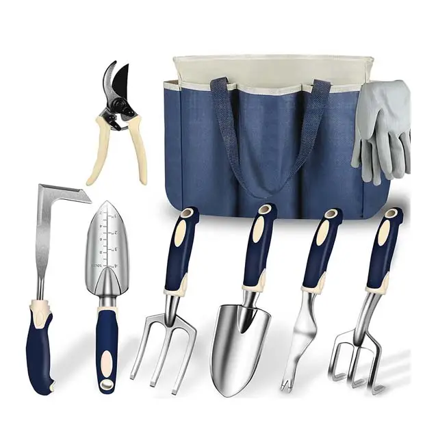 Custom Stainless Steel Heavy Duty Gardening Hand Tool Set with Non Slip Rubber Grip Ideal Garden Tool Kit Gifts for Women Adults