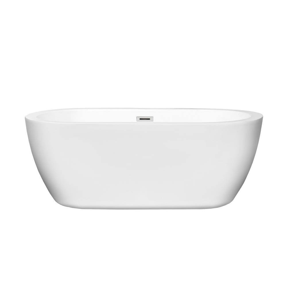 Wyndham Collection Soho 59.75 in. Acrylic Flatbottom Center Drain Soaking Tub in White WCOBT100260