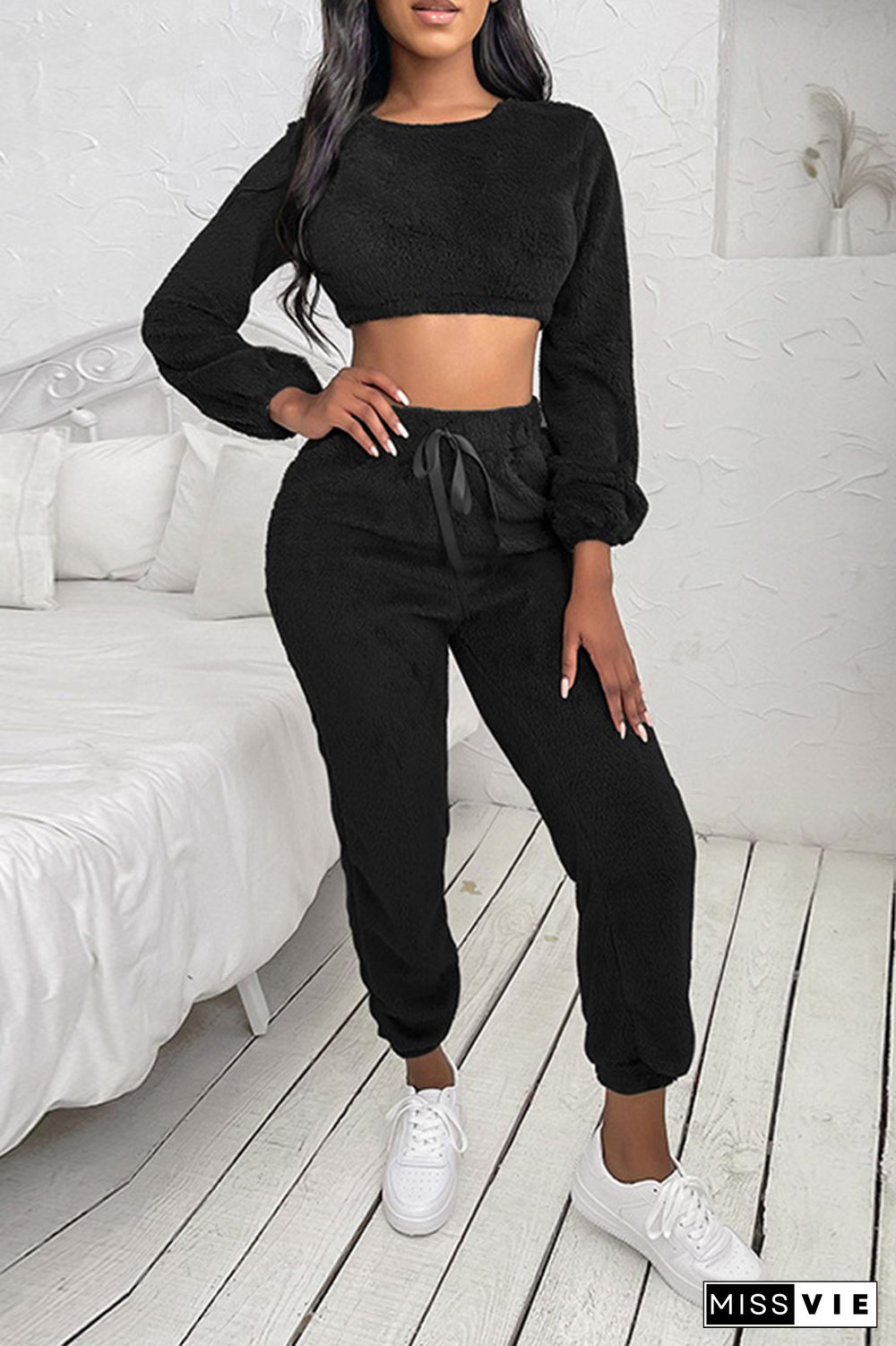 Long Sleeve Crop Tops & Pants Sports Set Wholesale