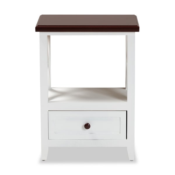 Vesta Modern and Contemporary Single Drawer Wood End table -White