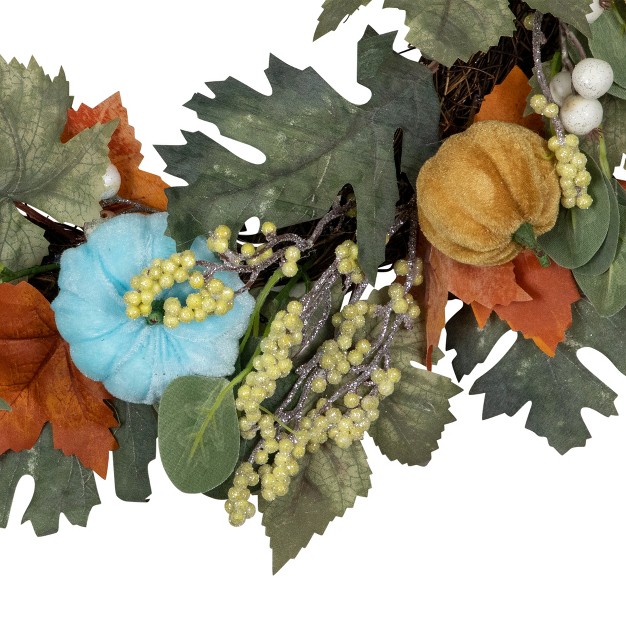 Northlight Green And Orange Foliage And Gourds Thanksgiving Artificial Wreath 22 inch