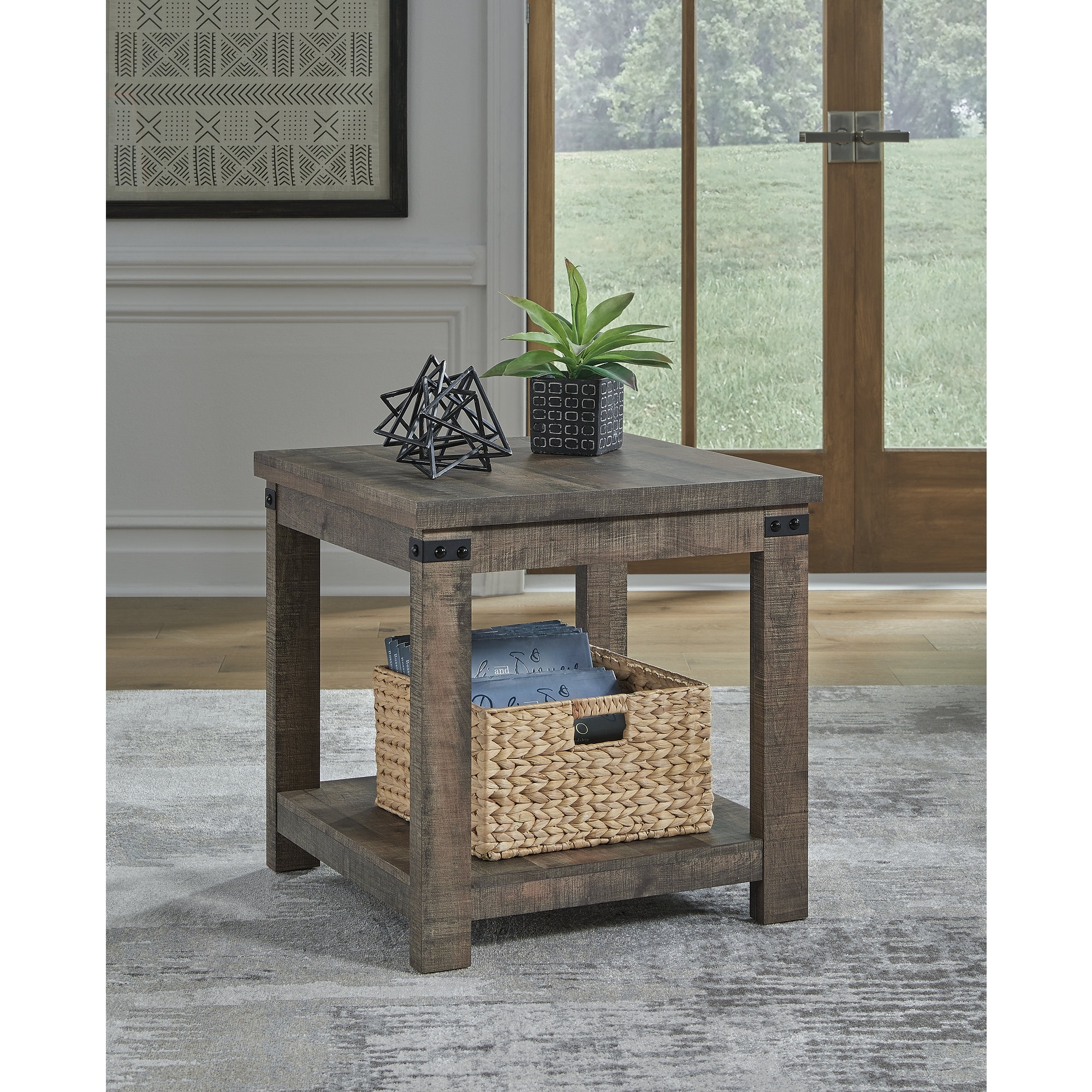 Ashley Furniture Hollum Brown Square End Table - 24