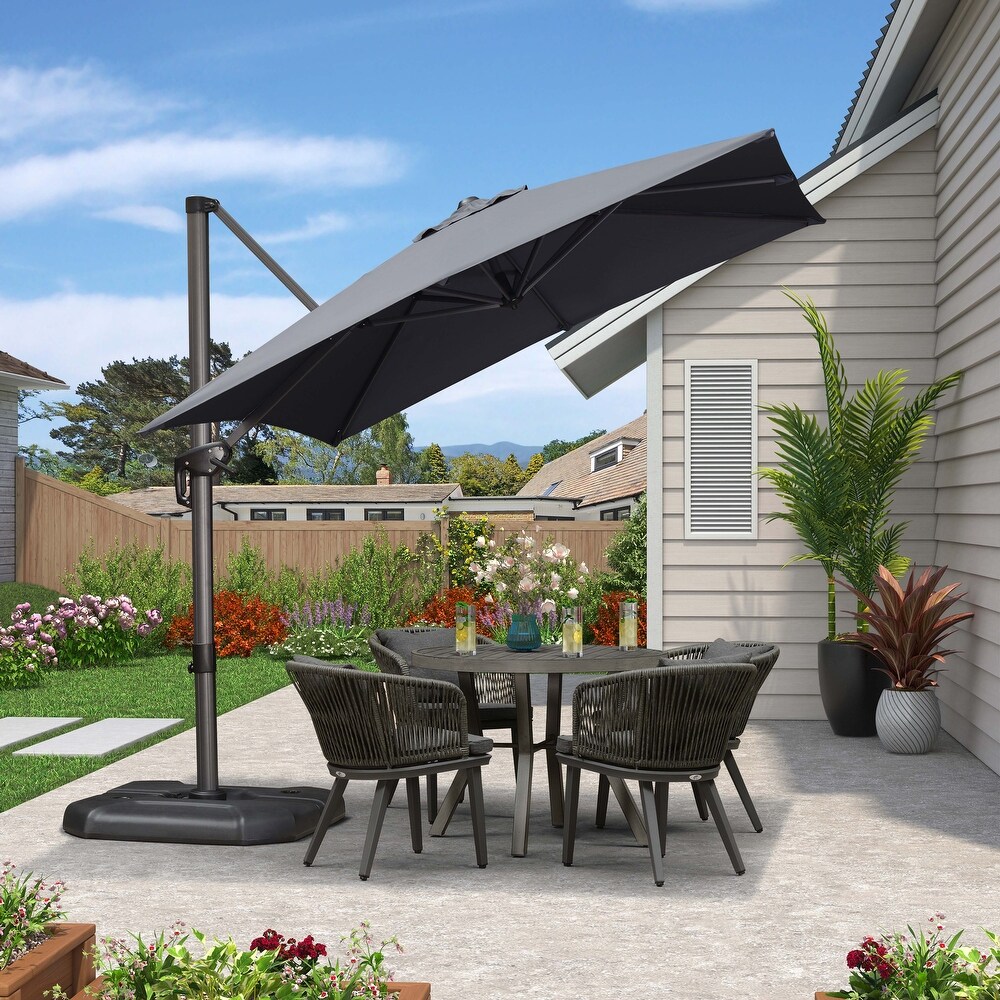 PURPLE LEAF 8 ft Square 360 Degree Rotation Patio Cantilever Umbrella