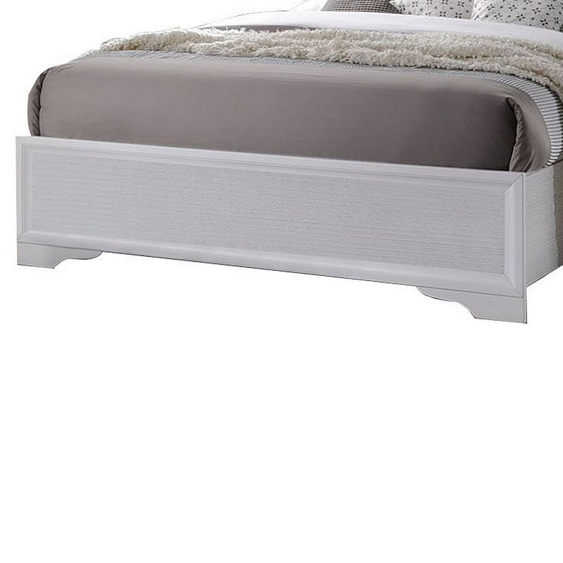 Wooden Twin Size bed with Bracket Legs and Crystal Accented Headboard， White