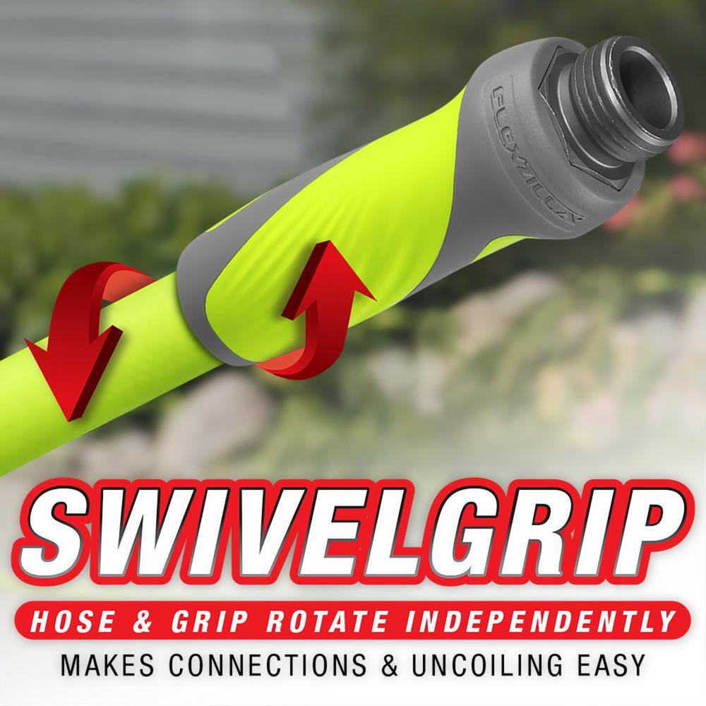 Flexzilla 58 in. x 75 ft. ZillaGreen SwivelGrip Garden Hose with 34 in. GHT Fittings HFZG575YWS-E