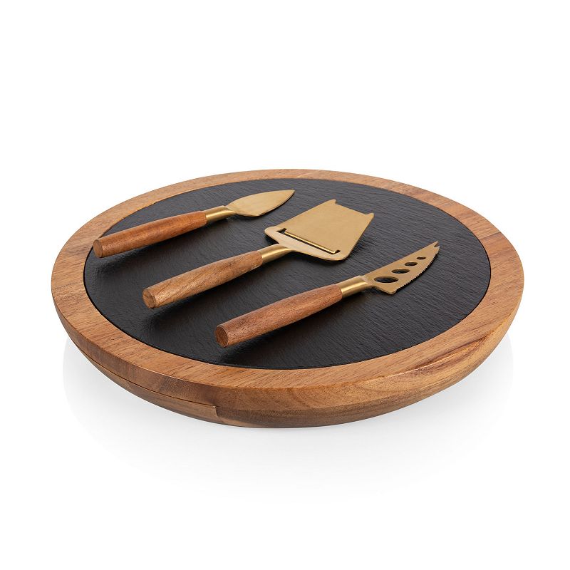 Toscana Insignia Acacia and Slate Serving Board with Cheese Tools