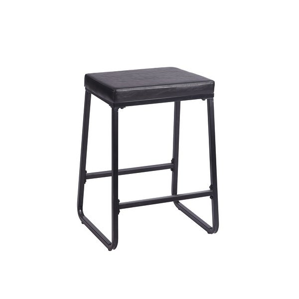 Porthos Home Selma Counter Stools Set of 2， PU Leather， Iron Legs