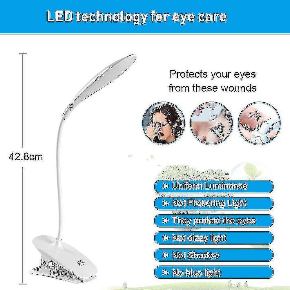 Led Desk Lamp Usb Reading Lamp Book Desk Lamp Touch Dimmable Eye Protection， Touch Lamp