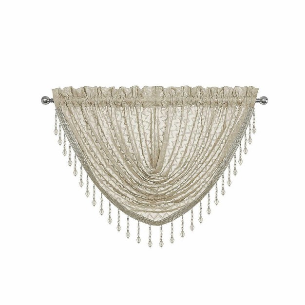 Kate Aurora Elegant Crystal Beaded Chevron Design Window Valance