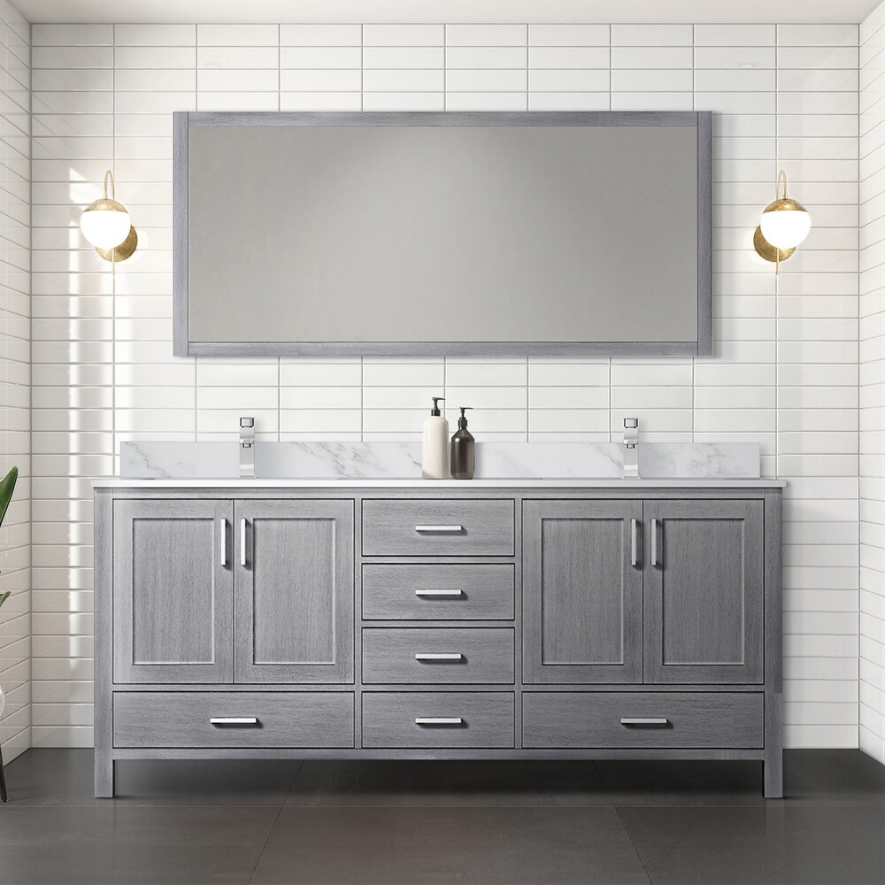 Jacques 72 in. W x 22 in. D White Double Bath Vanity and 70 in. Mirror