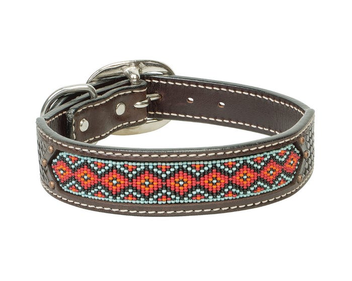 Weaver Leather Beaded Basketweave Dog Collar - 1 Inch x 23 Inch  - 06-1902-23