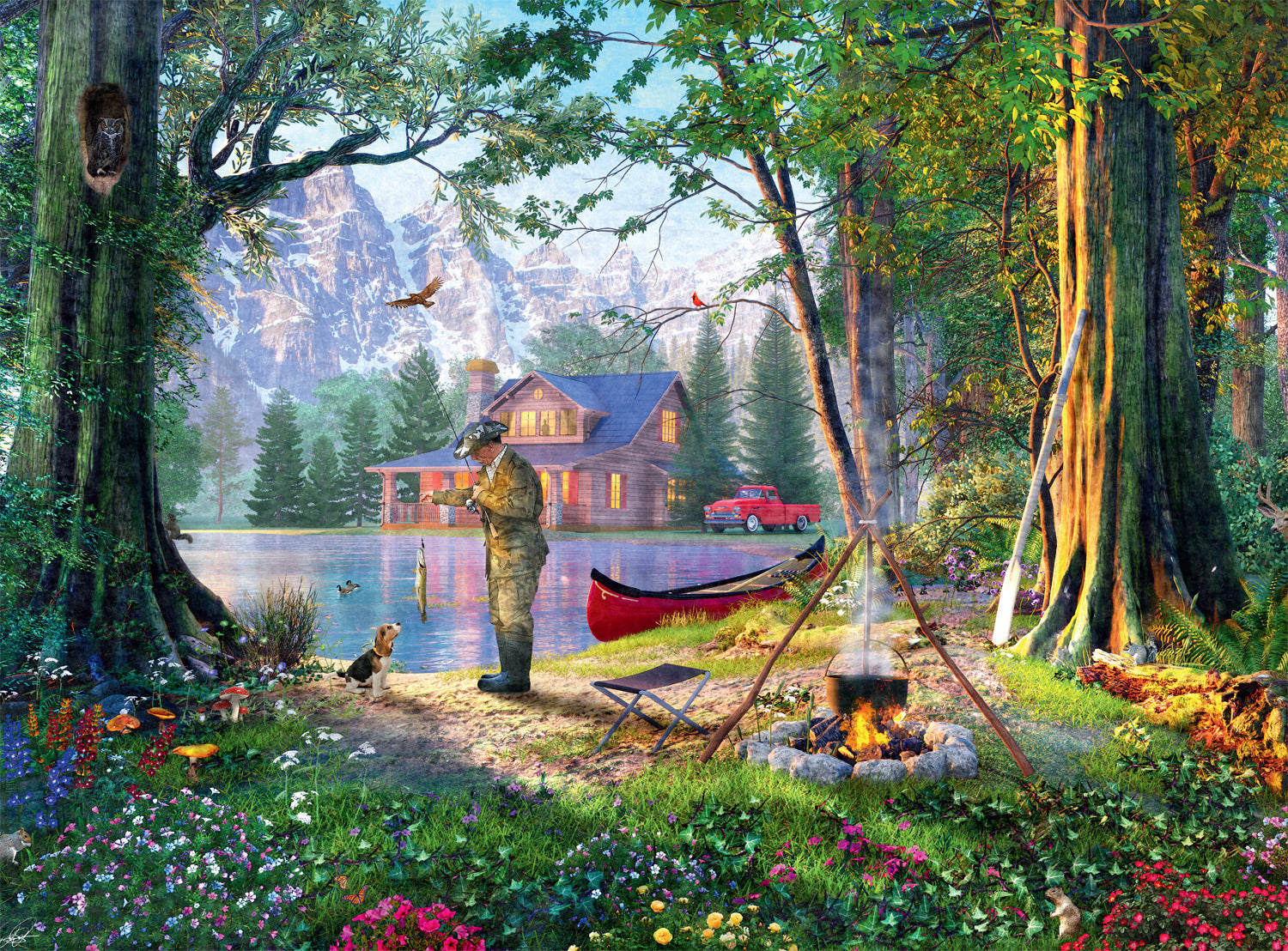 Buffalo Games 1000-Piece Country Life Mountain Fishing Jigsaw Puzzle