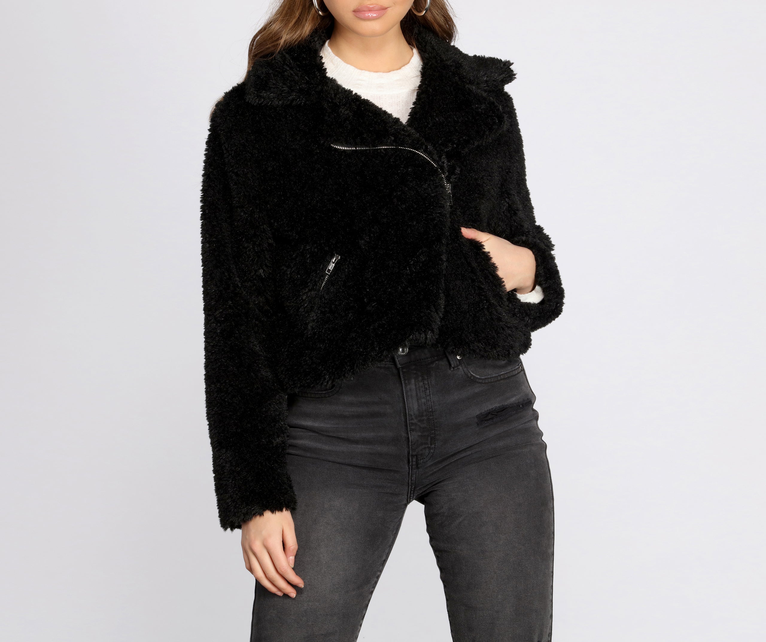 Faux Fur Moto Jacket