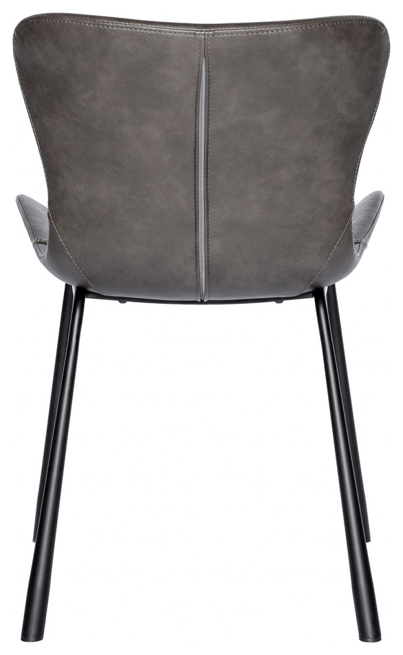 Set of Two Dark Gray Faux Faux Leather Side Chairs   Contemporary   Dining Chairs   by HomeRoots  Houzz