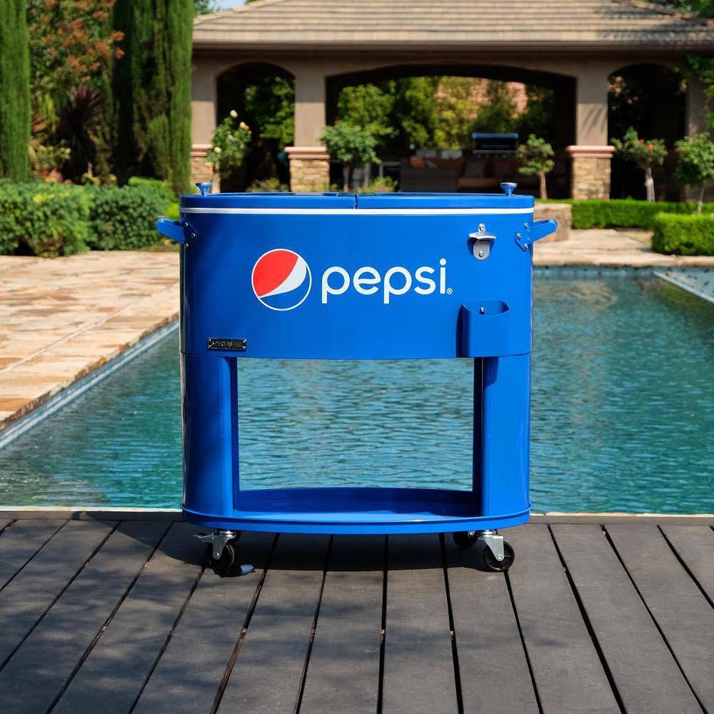 PERMASTEEL 80QT Sporty Oval Shape Rolling Cooler with Pepsi Logo in Blue PS-207-80PE-BL