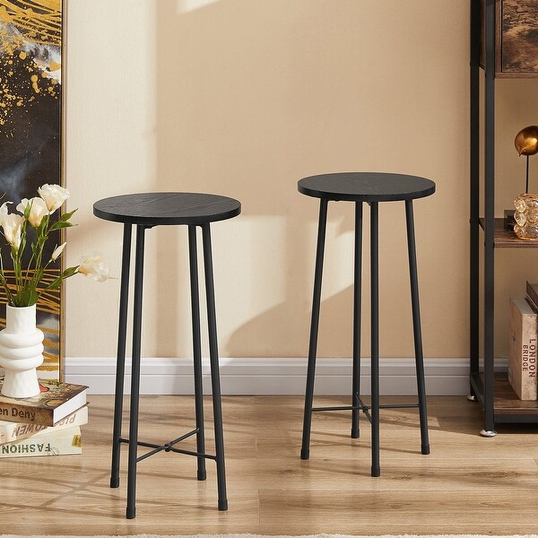 Taomika， Modern Bar Stools， Round Bar Chairs-Set of 2