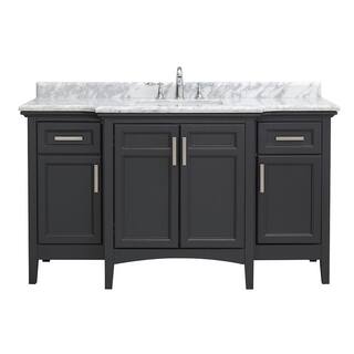 Home Decorators Collection Sassy 60 in. W x 22 in. D Vanity in Dark Charcoal with Marble Vanity Top in White with White Sink Sassy 60C