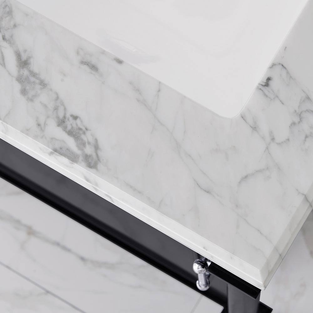 Home Decorators Collection Aberdeen 24 in. W x 20 in. D x 34.5 in. H Bath Vanity in Black with White Carrara Marble Top Aberdeen 24B