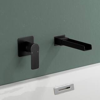 Nestfair Single-Handle Wall-Mount Roman Tub Faucet in Matte Black SMD2418B