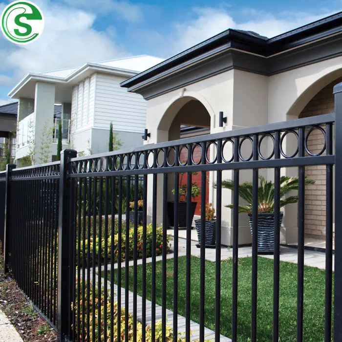 Ornamental Villa Garden Pool Decorative Outdoor Fence Post Customized Tubular Steel Fence Post Wrought Iron Black fencing