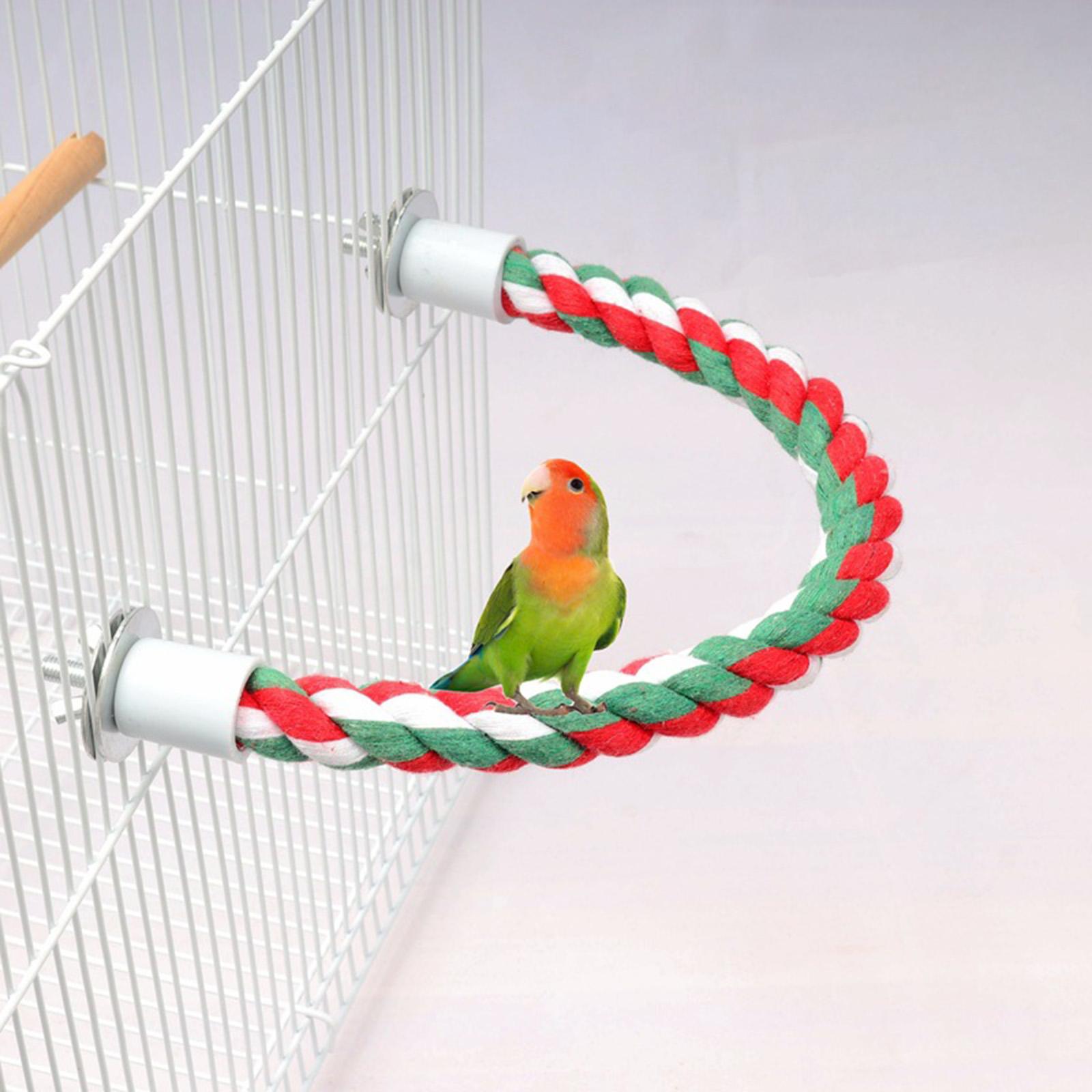 Birds Rope Perch Parrot Cage Stand Toy Climbing Rope for Small Medium Parrot Spiral Rope Cage Accessories ， 30cm