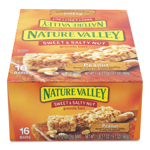 Nature Valley Granola Bars， Sweet and Salty Nut Peanut Cereal， 1.2 oz Bar， 16/Box (SN42067)