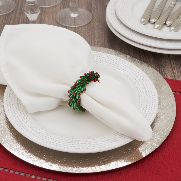 Beaded Napkin Rings With Wreath Design (Set of 4)