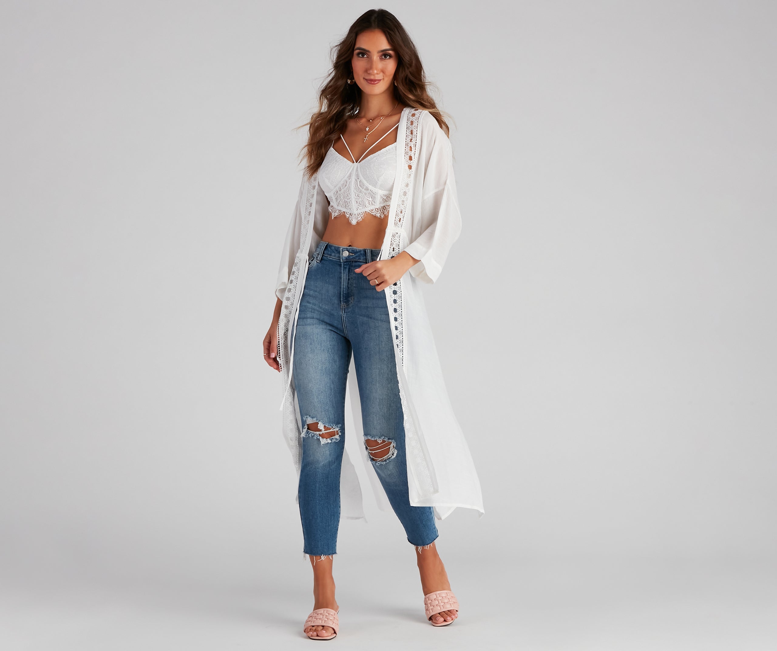 Palm Beach Linen Crochet Kimono