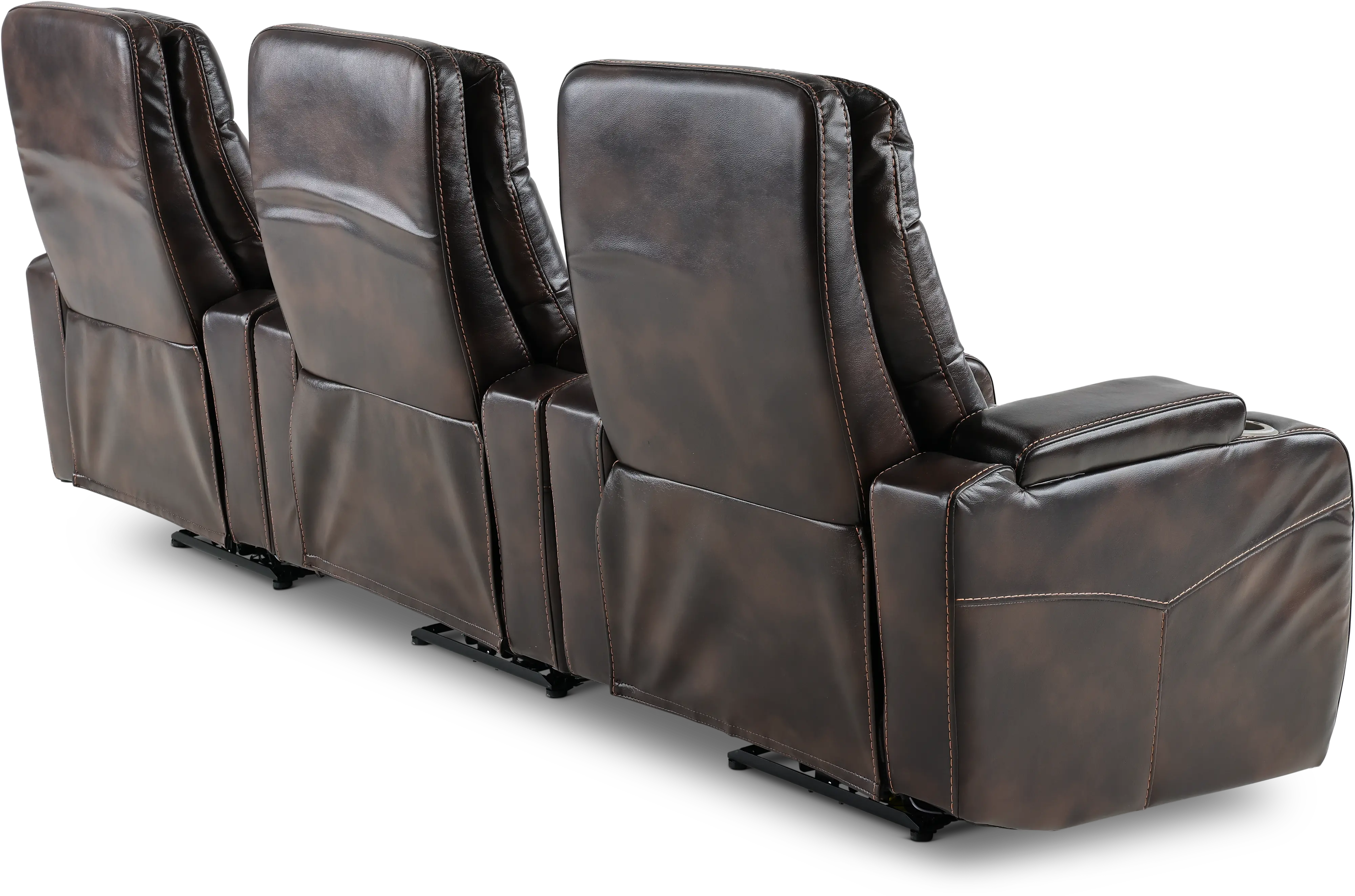 Cinema Coffee Brown 3 Piece Power Home Theater Seating