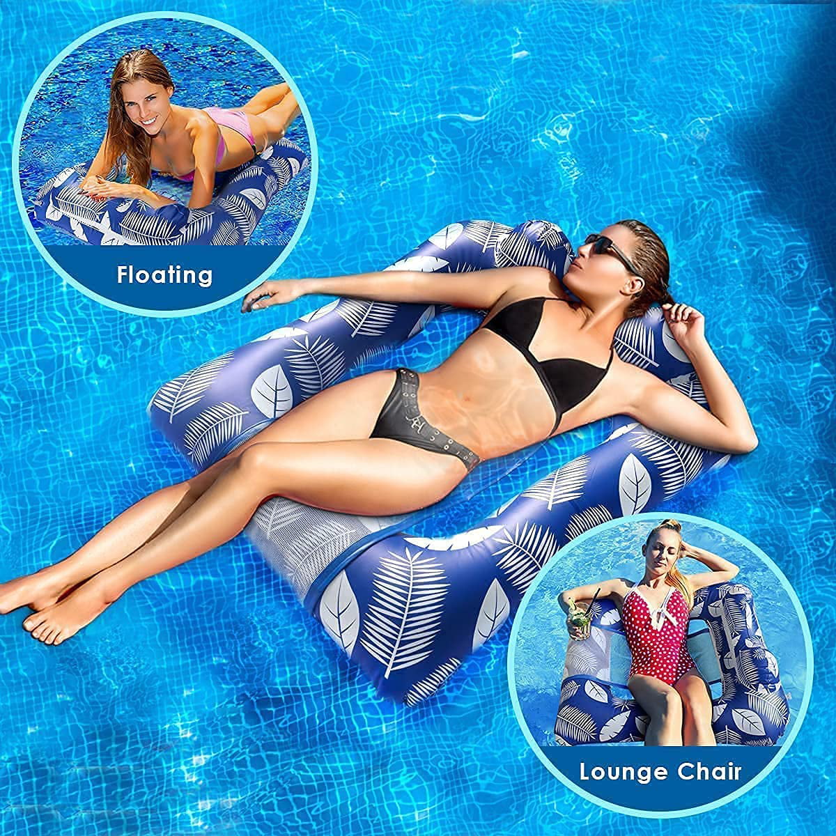 Beiou Inflatable Zero Gravity Chair Lounge, Inflatable Pool Chair, Adult Pool Float, Heavy Duty, Blue