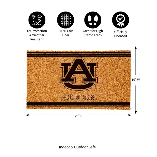 Evergreen Auburn University Logo Turf Mat Brown 28 X 16 Inches Indoor Outdoor Doormat