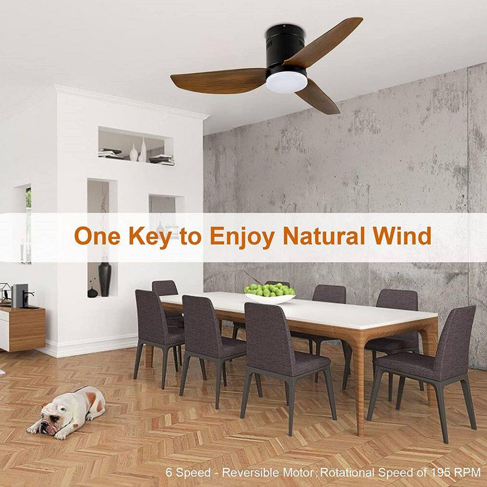 JESHUA 40 in. Brown Indoor Ceiling Fan with LED Light and Remote Control 6-Speed Modes 2 Rotating Modes HIFANXCEIL40BROWN