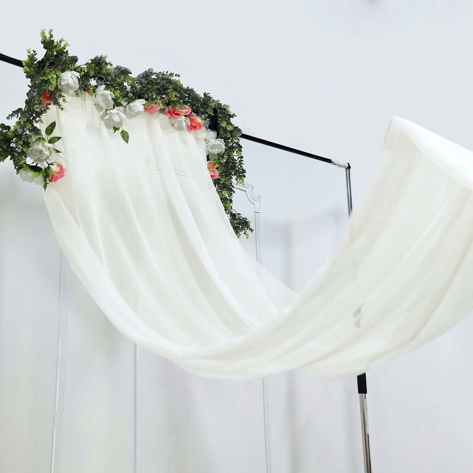 Premium Ivory Chiffon Drape Curtain, Backdrop Panel Ceiling Decoration With Rod Pocket 5ftx14ft