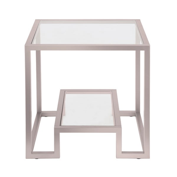 Athena Geometric Luxe Side Table in Silver