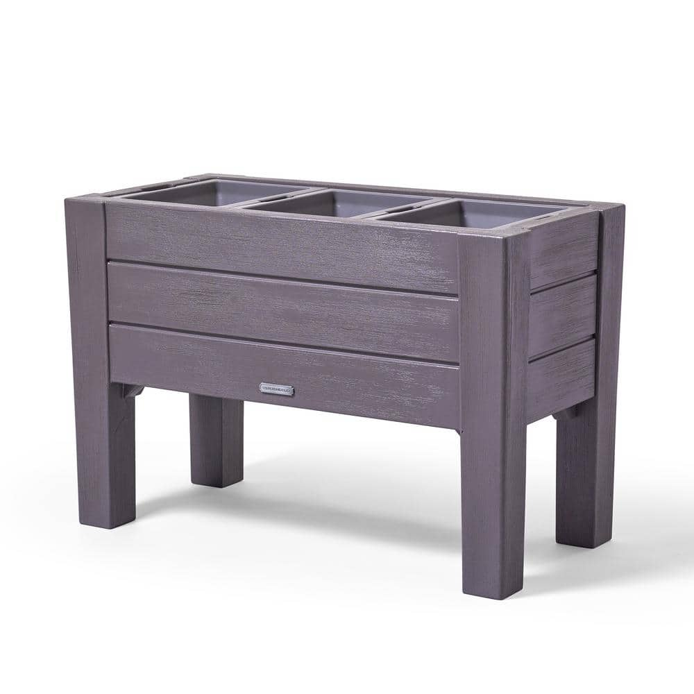 Step2 26 in. x 39 in. Plastic Lakewood Raised Planter - Dark Cedar 518599