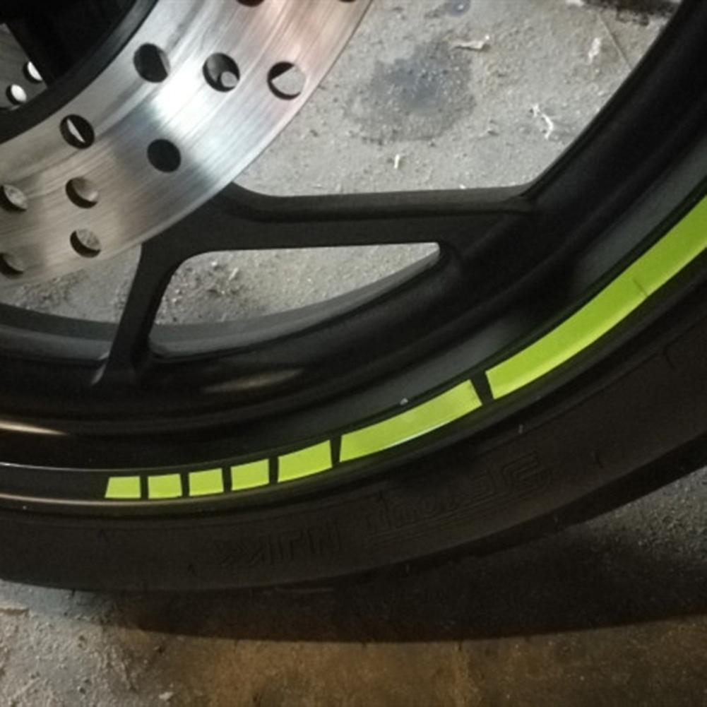 Wheel Reflective Stickers Waterproof Decorative Stickers Fluorescent Wheel Rim Stripe Decals For Motorcycle Bicycle Electric Car Green 10 Inches