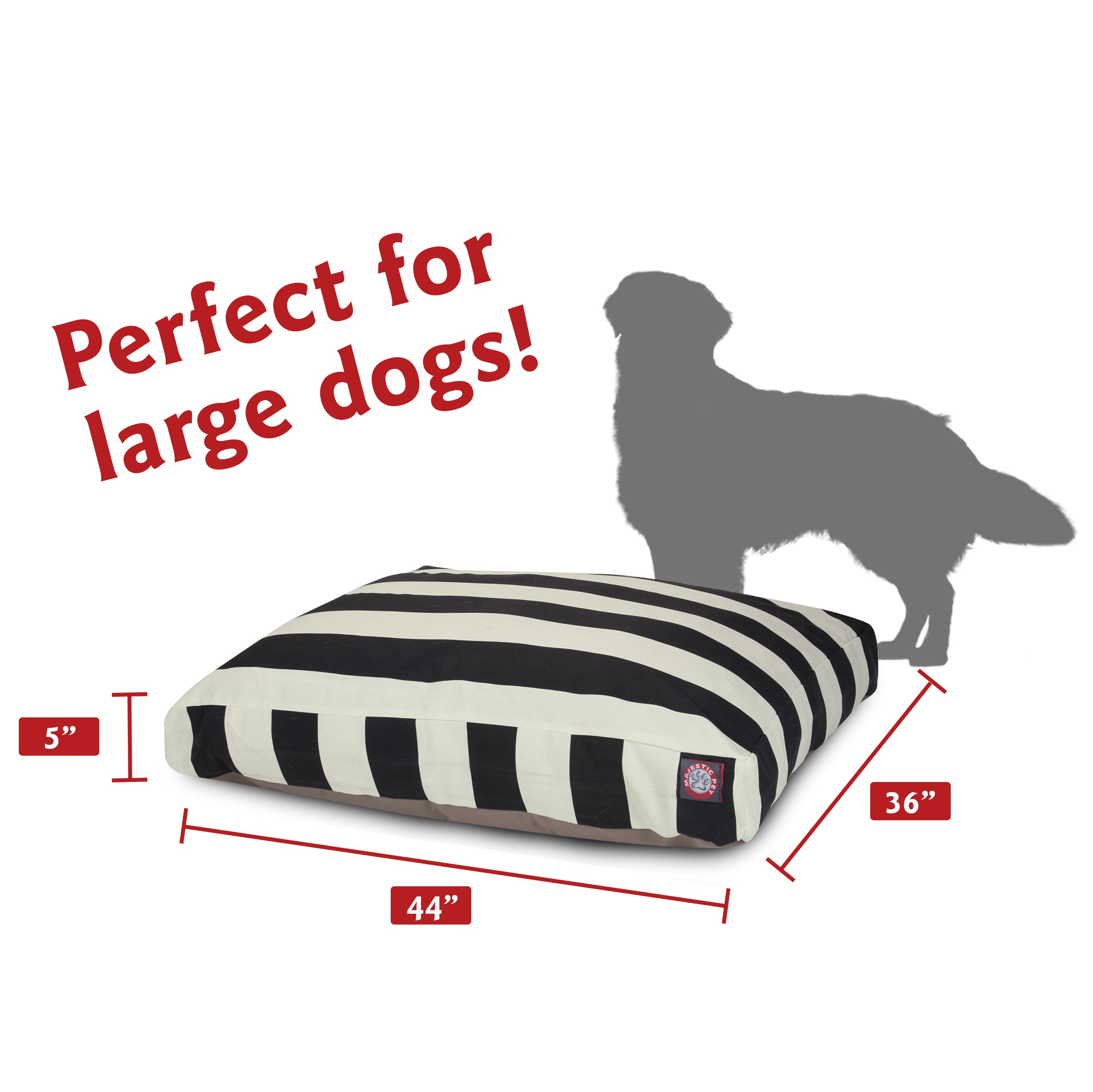 Majestic Pet | Vertical Stripe Rectangle Pet Bed For Dogs, Removable Cover, Black, Large