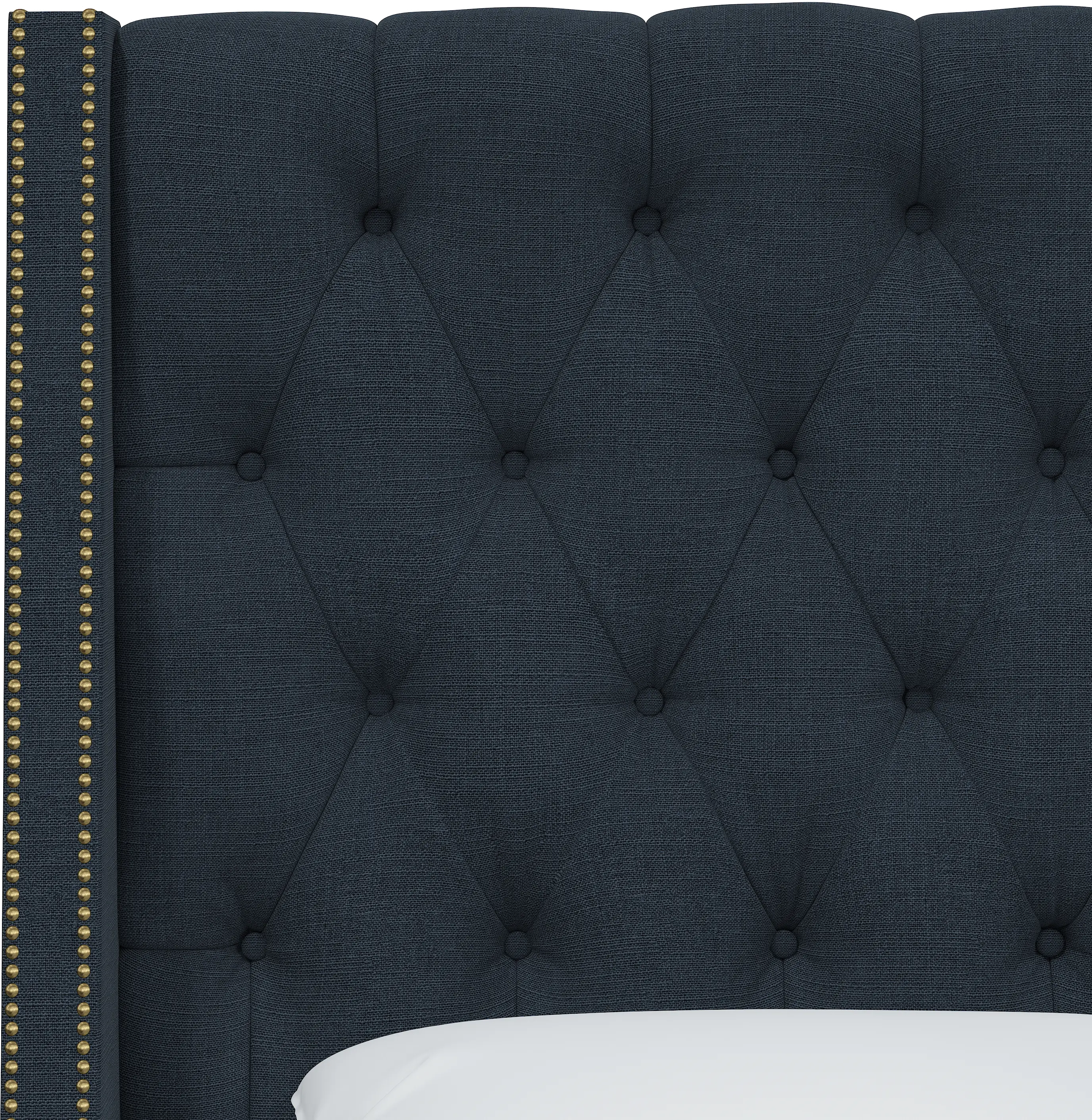 Riley Navy Tufted Wingback Twin Headboard - Skyline Furniture