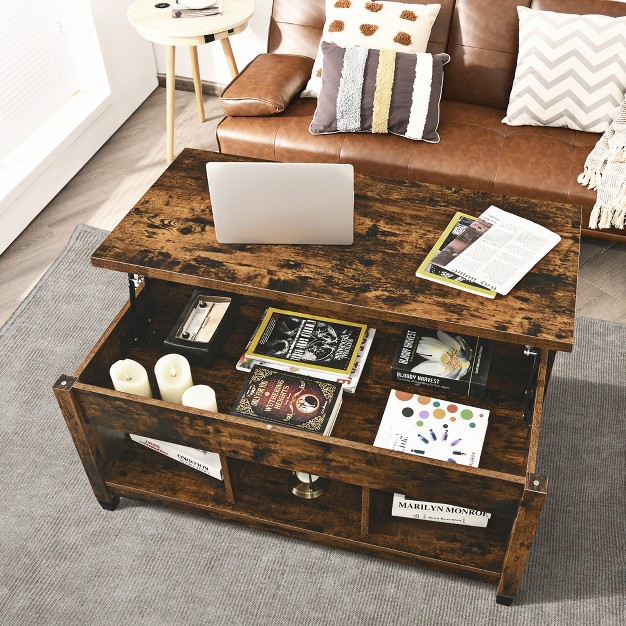 Costway Lift Top Coffee Table W Hidden Compartment And Storage Shelves Coffee