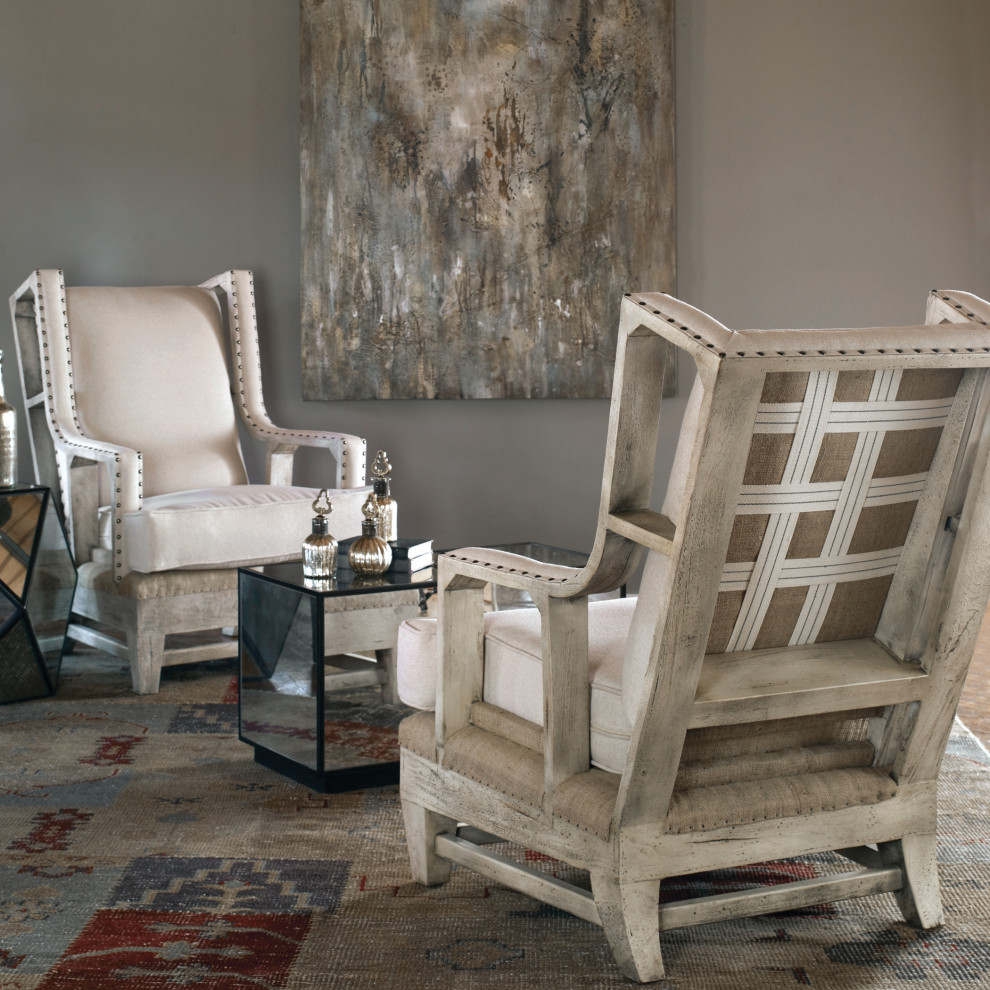 Uttermost Schafer Linen Armchair   Farmhouse   Armchairs And Accent Chairs   by Uttermost  Houzz