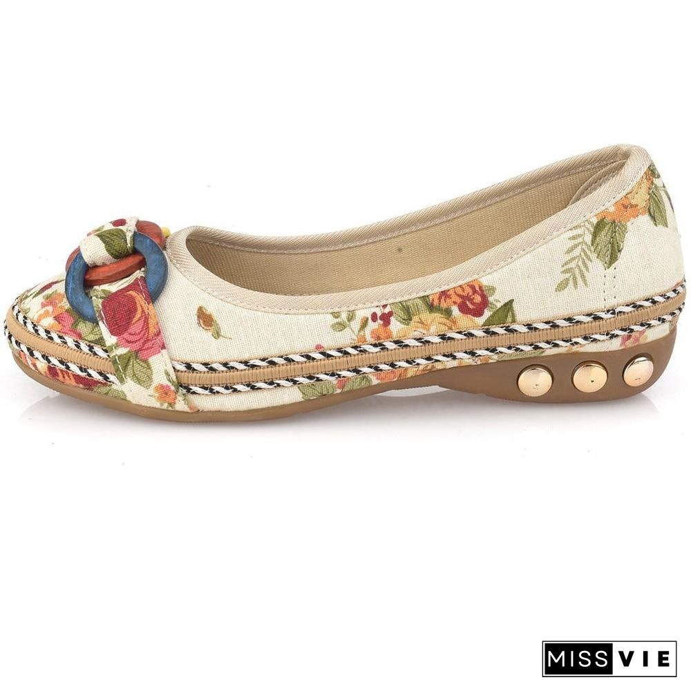 Bohemia Style Print Flats Shoes Plus Size Comfort Leisure Shoes