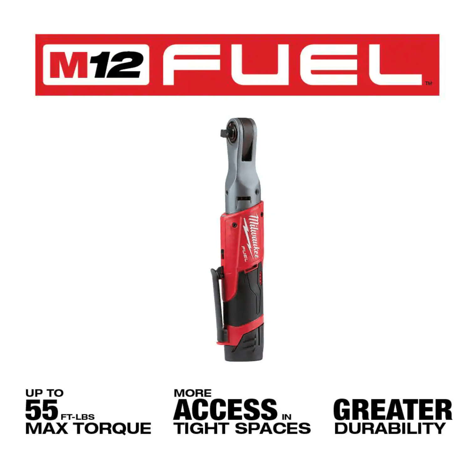 Milwaukee M12 Fuel 12-Volt Lithium-Ion Brushless Cordless 3/8 in. Ratchet Kit with (2) 2.0Ah Batteries， Charger and Tool Bag (2557-22)