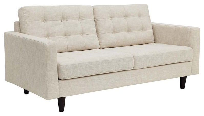 Modway Empress 2 Piece Modern Tufted Fabric Upholstered Sofa Set in Beige   Midcentury   Living Room Furniture Sets   by Homesquare  Houzz