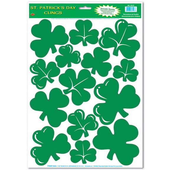 Beistle 33127 Shamrock Clings  12 x 17 Sh