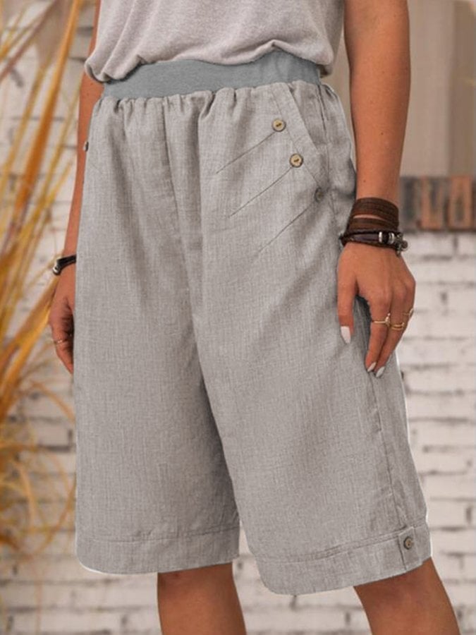 Women's Pure Color Casual Cotton Shorts