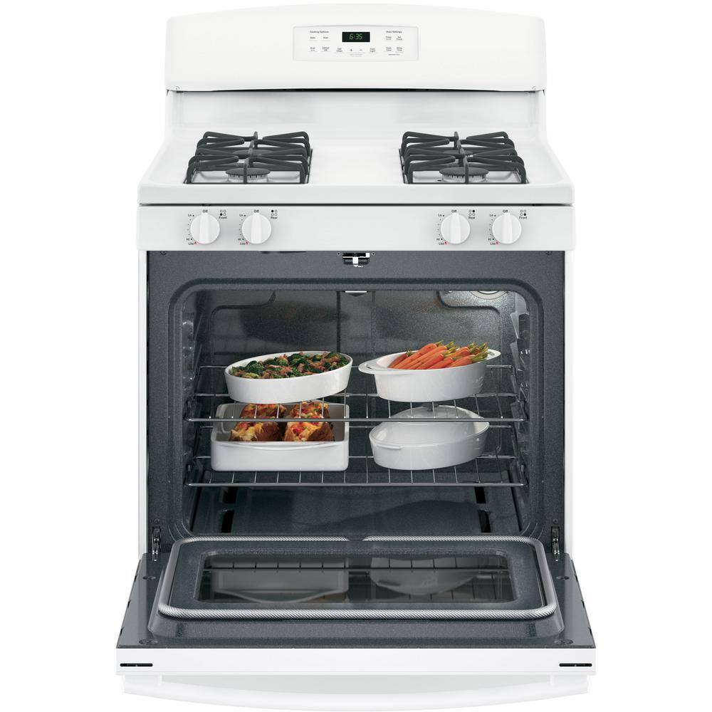 GE 30 in. 5.0 cu. ft. Freestanding Gas Range in White with Self Clean JGB635DEKWW