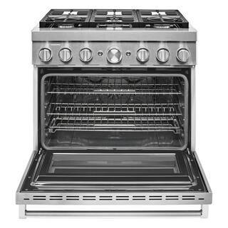 KitchenAid 36 in. 5.1 cu. ft. Smart Dual Fuel Range with True Convection and Self- Cleaning in Stainless Steel KFDC506JSS