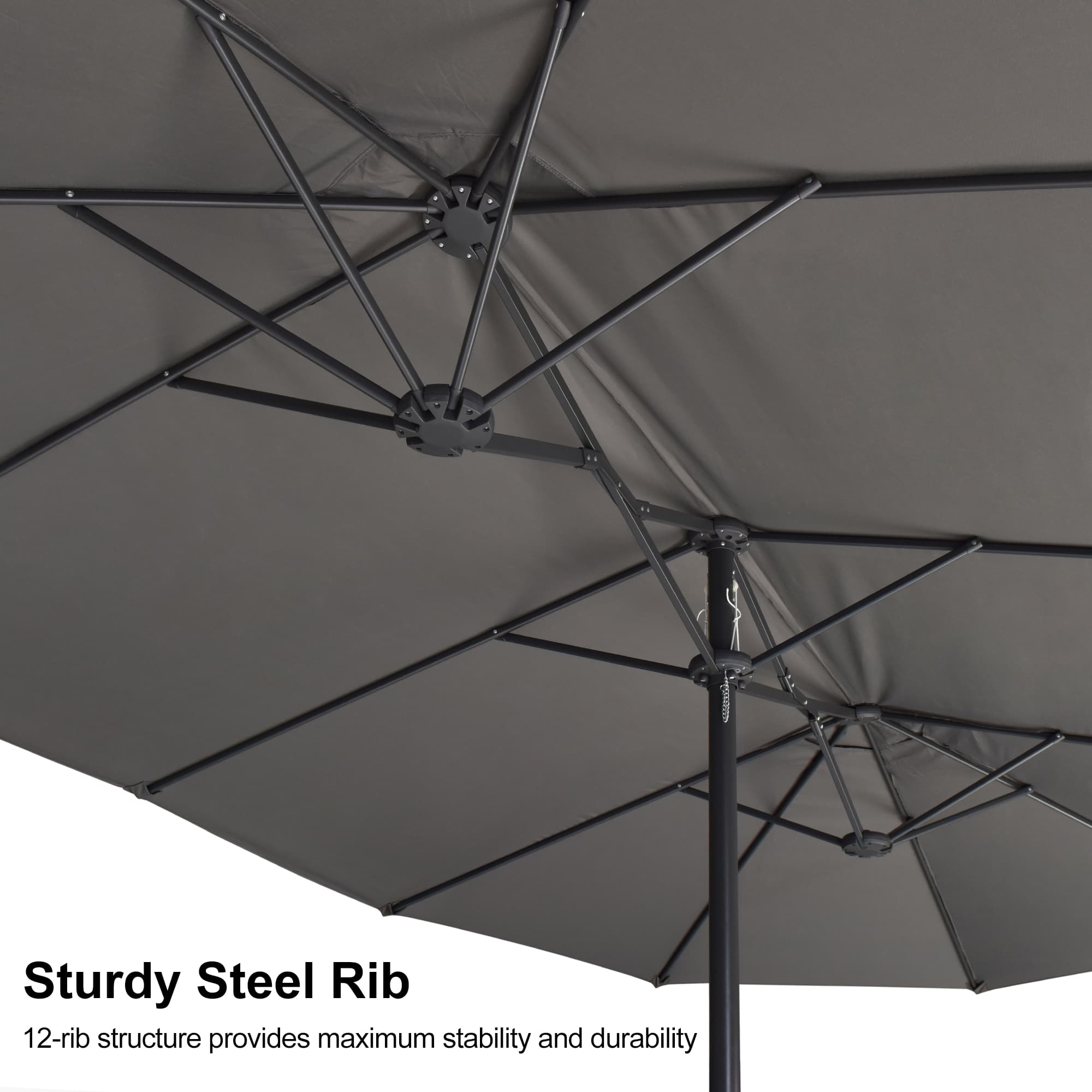 PURPLE LEAF Outdoor Garden Table Umbrella Double Sided Aluminum Rectangular Patio Market Umbrella with Base