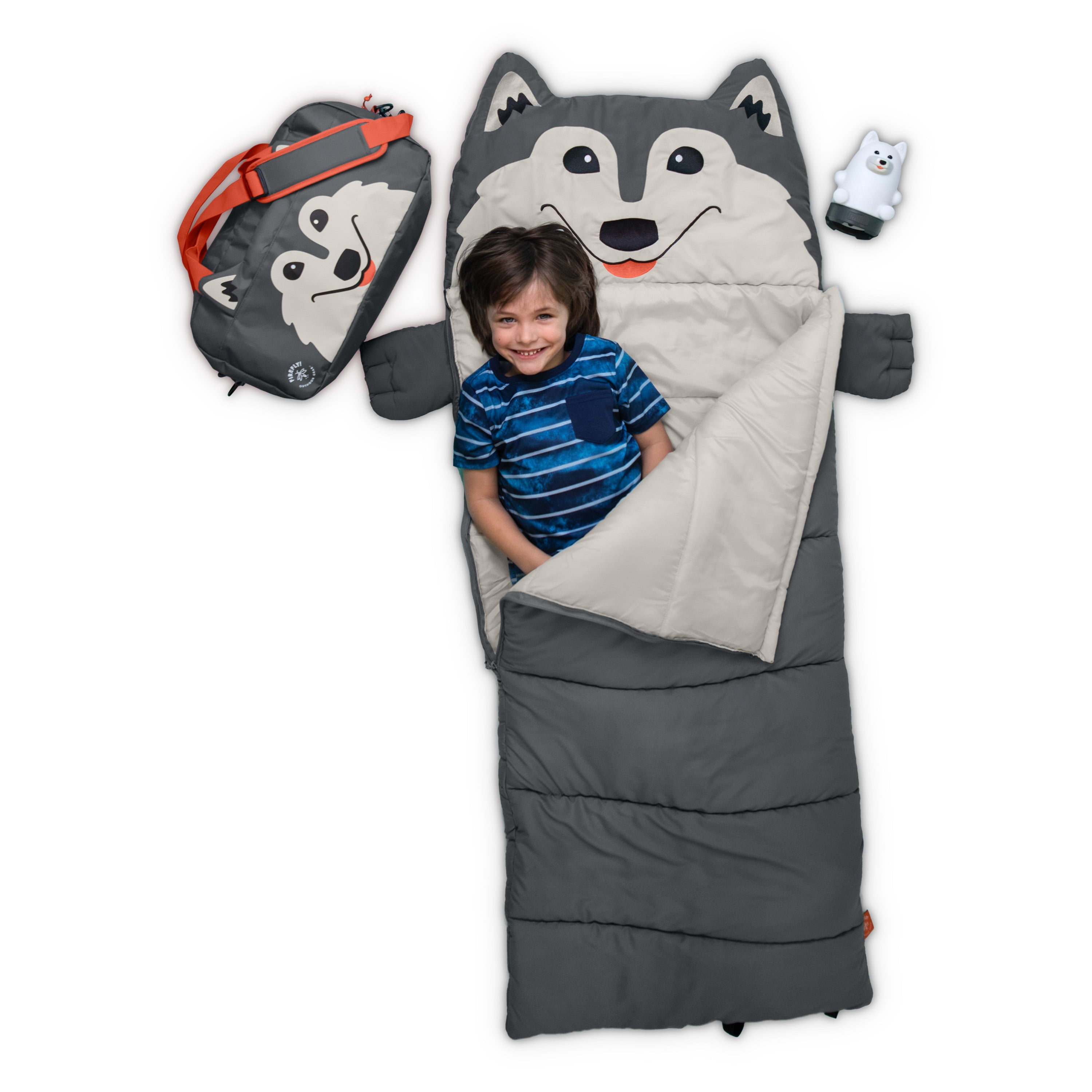 Firefly! Outdoor Gear Aspen the Wolf Kid's 3 Piece Camping Combo Set (Duffel Bag, Sleeping Bag, Lantern)