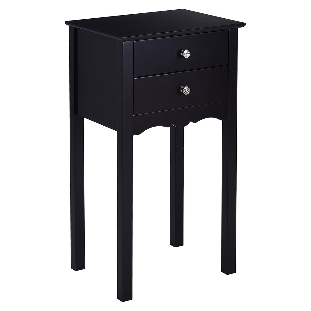 Side Table End Accent Table Night Stand with 2 Drawers Furniture